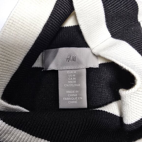 H&M Women’s Striped Turtleneck Sweater Black Ivory Fine Knit Size M - Picture 13 of 14